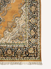 Load image into Gallery viewer, Corner shot of a botemir design hand knotted Indian carpet also known as a oriental rug.