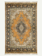 Load image into Gallery viewer, Full shot of a botemir design hand knotted Indian carpet also known as a oriental rug.
