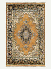 Load image into Gallery viewer, Full shot of a botemir design hand knotted Indian carpet also known as a oriental rug.