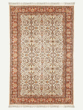 Load image into Gallery viewer, Full shot of a traditional design hand knotted Indian carpet also known as a oriental rug.
