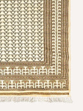 Load image into Gallery viewer, Corner Shot of a White Botemir Design Indian Carpet Handknotted Oriental Rug in a Room Setting