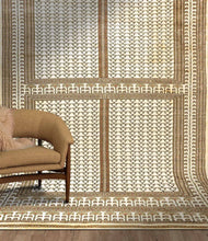 Load image into Gallery viewer, White Botemir Design Indian Carpet Handknotted Oriental Rug in a Room Setting