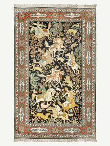Royal Hunt Vintage Kashmiri Carpet - The Verasaa Collections