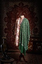 Load image into Gallery viewer, Green Angelonia Jaali Kashmiri Pashmina Stole - The Verasaa Collections
