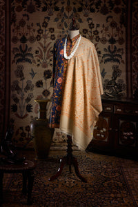 Alchemilla Orange Paisley Jaali Toosha Kashmiri Stole - The Verasaa Collections