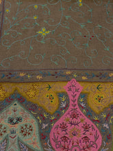 Load image into Gallery viewer, Details of Brown Olive Shawl Kalamkari Pashmina Stole