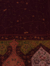 Load image into Gallery viewer, Details of Maroon Shawl Kalamkari Pashmina Stole