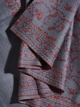 Load image into Gallery viewer, Grey Geranium Jaali Toosha Kashmiri Stole - The Verasaa Collections