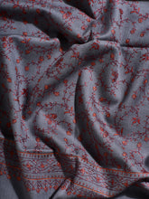 Load image into Gallery viewer, Grey Geranium Jaali Toosha Kashmiri Stole - The Verasaa Collections
