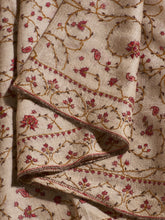 Load image into Gallery viewer, Beige Angelonia Jaali Kashmiri Pashmina Stole - The Verasaa Collections
