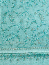 Load image into Gallery viewer, Teal Vines Jaali Toosha Kashmiri Stole - The Verasaa Collections