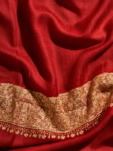 Red Paisley Palla Kashmiri Pashmina Stole - The Verasaa Collections