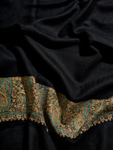 Load image into Gallery viewer, Black Paisley II Palladar Pashmina Kashmiri Stole - The Verasaa Collections