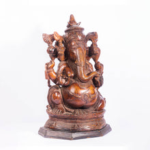 Load image into Gallery viewer, Lambodara Ganesha Wooden Idol - The Verasaa Collections
