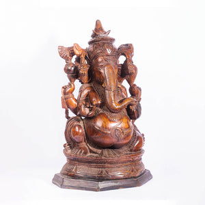 Lambodara Ganesha Wooden Idol - The Verasaa Collections