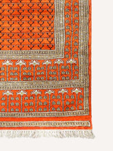 Load image into Gallery viewer, Corner Shot of a Orange Botemir Design Indian Carpet Handknotted Oriental Rug
