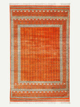 Load image into Gallery viewer, Full Shot of a Orange Botemir Design Indian Carpet Handknotted Oriental Rug
