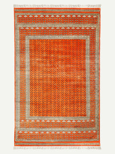 Full Shot of a Orange Botemir Design Indian Carpet Handknotted Oriental Rug