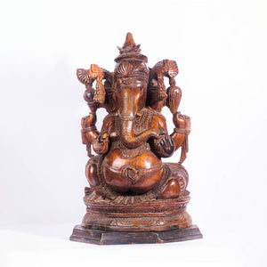 Lambodara Ganesha Wooden Idol - The Verasaa Collections