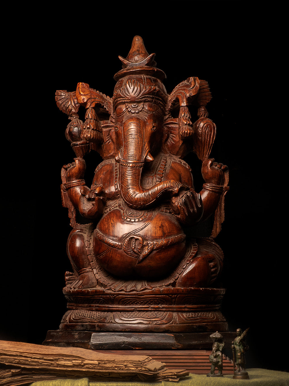 Lambodara Ganesha Wooden Idol - The Verasaa Collections