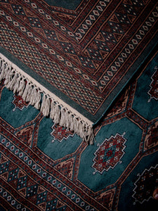 Green Delphinium Bokhara Vintage Rug - The Verasaa Collections