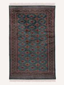 Green Delphinium Bokhara Vintage Rug - The Verasaa Collections