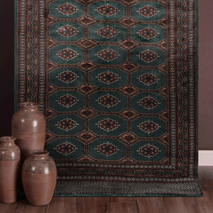 Green Delphinium Bokhara Vintage Rug - The Verasaa Collections