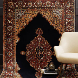 Obsidian Vines Kashan Vintage Rug - The Verasaa Collections