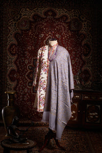 Grey Sedum Jaali Toosha Kashmiri Stole - The Verasaa Collections