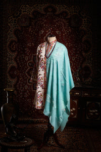 Sky Blue Pansy Kashmiri Pashmina Stole - The Verasaa Collections