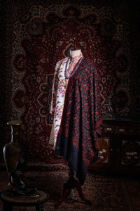 Black Red Angelonia Jaali Kashmiri Pashmina Stole - The Verasaa Collections