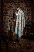 Load image into Gallery viewer, Teal Paisley Freesia Jaali Toosha Kashmiri Stole - The Verasaa Collections
