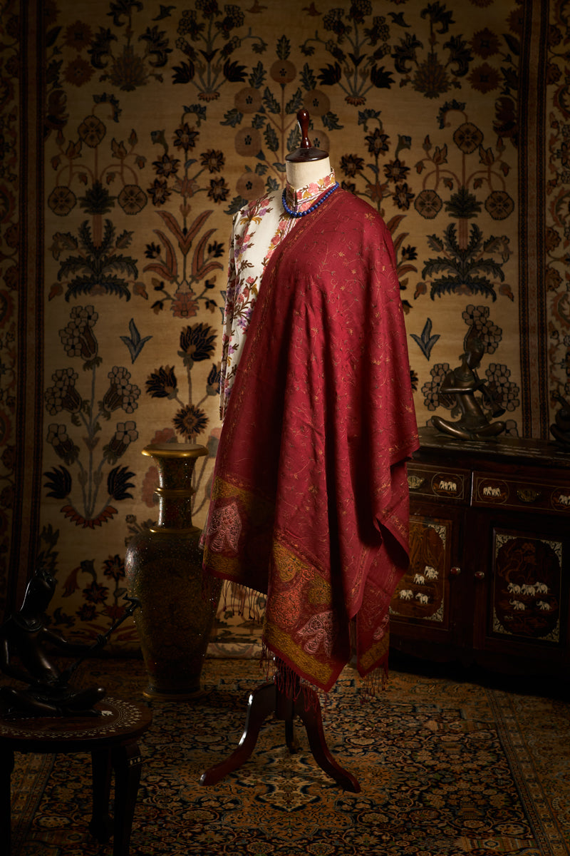Load image into Gallery viewer, Red Delight Kalamkari Silk Pashmina Stole - The Verasaa Collections