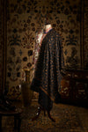 Black Alchemilla II Jaali Kashmiri Pashmina Stole - The Verasaa Collections