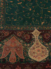 Load image into Gallery viewer, Details of Dark Green Shawl Kalamkari Pashmina Stole
