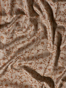 Beige Frangipani Jaali Toosha Kashmiri Stole - The Verasaa Collections