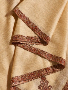 Beige Pansy Kashmiri Pashmina Stole - The Verasaa Collections