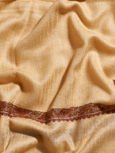 Beige Pansy Kashmiri Pashmina Stole - The Verasaa Collections