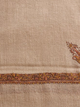 Load image into Gallery viewer, Tan Brown Pansy Kashmiri Pashmina Stole - The Verasaa Collections
