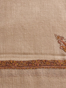 Tan Brown Pansy Kashmiri Pashmina Stole - The Verasaa Collections