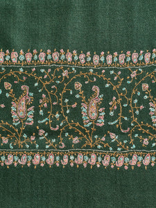 Green Mughal Kashmiri Pashmina Stole - The Verasaa Collections