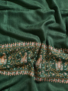 Green Mughal Kashmiri Pashmina Stole - The Verasaa Collections