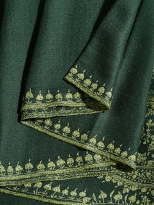 Green Paisley Kashmiri Pashmina Stole - The Verasaa Collections