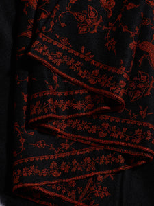 Black Red Angelonia Jaali Kashmiri Pashmina Stole - The Verasaa Collections