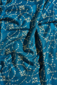 Blue Vines Jaali Kashmiri Pashmina Stole - The Verasaa Collections