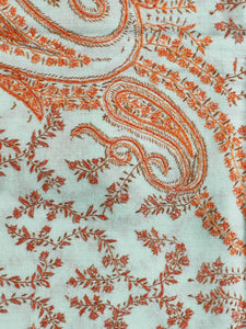 Teal Paisley Freesia Jaali Toosha Kashmiri Stole - The Verasaa Collections