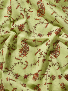 Green Vines Paisley Jaali Toosha Kashmiri Stole - The Verasaa Collections