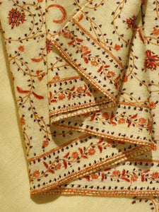 Amaranthus Yellow Jaali Toosha Kashmiri Stole - The Verasaa Collections