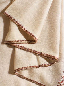 Ivory Cream Palla Kashmiri Pashmina Stole - The Verasaa Collections