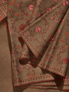 Brown Red Vines Jaali Toosha Kashmiri Stole - The Verasaa Collections